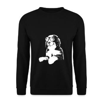 Berner Sennenhund Hundeliebe Sonnenbrille Sennenhu - Unisex Pullover - Schwarz - Vorne - Alina (178cm) & Michal (187cm)