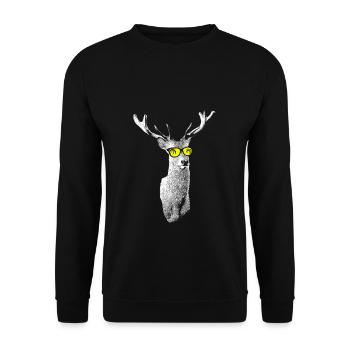 Hirsch Tierliebe Naturliebe Naturliebhaber Hirschf - Unisex Pullover - Schwarz - Vorne - Alina (178cm) & Michal (187cm)