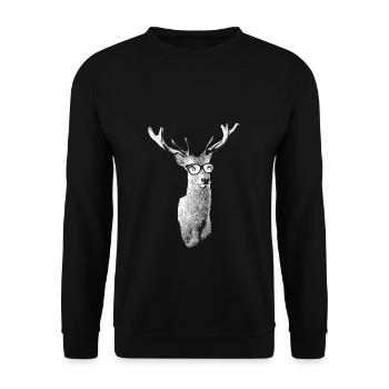 Hirsch Tierliebe Naturliebe Naturliebhaber Naturfa - Unisex Pullover - Schwarz - Vorne - Alina (178cm) & Michal (187cm)