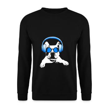 Französische Bulldogge Kopfhörer Hund Bulldoggebes - Unisex Pullover - Schwarz - Vorne - Alina (178cm) & Michal (187cm)