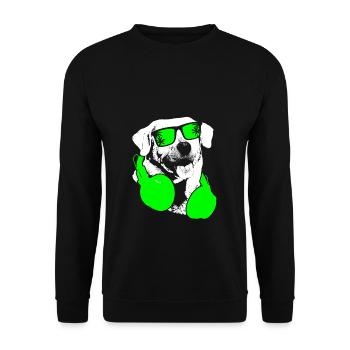 Labrador Hundeliebe Hundefans Kopfhörer Hund Labra - Unisex Pullover - Schwarz - Vorne - Alina (178cm) & Michal (187cm)