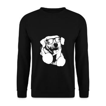 Labrador Hundefans Sonnenbrille Kopfhörer Labrador - Unisex Pullover - Schwarz - Vorne - Alina (178cm) & Michal (187cm)
