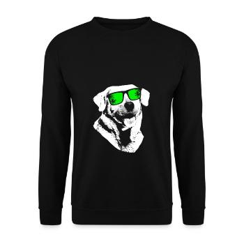 Labrador Hundefans Sonnenbrille Gassi Gänger Labra - Unisex Pullover - Schwarz - Vorne - Alina (178cm) & Michal (187cm)