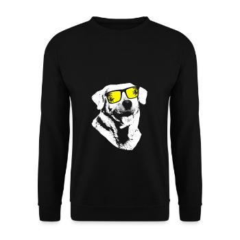 Labrador Sonnenbrille Hundefans Gassi Gänger Labra - Unisex Pullover - Schwarz - Vorne - Alina (178cm) & Michal (187cm)