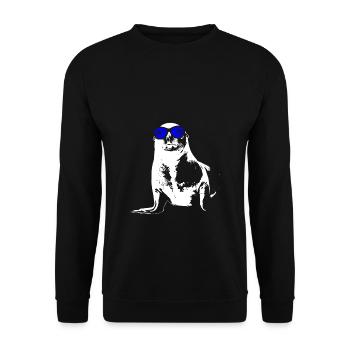 Seelöwe Tierliebhaber Naturfans Sonnenbrille Seelö - Unisex Pullover - Schwarz - Vorne - Alina (178cm) & Michal (187cm)