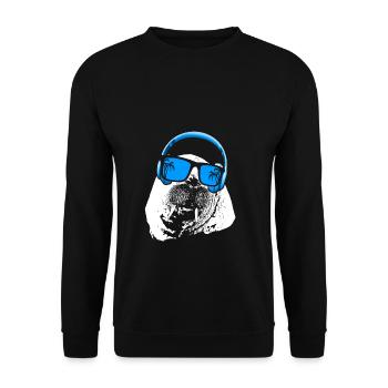Walross Tierfans Kopfhörer Sonnenbrille Urlaub Nat - Unisex Pullover - Schwarz - Vorne - Alina (178cm) & Michal (187cm)