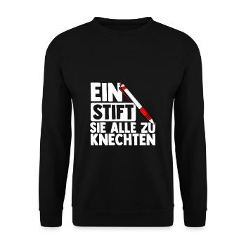 Ein Stift Sie Alle Zu Knechten - Spruch Grundschul - Unisex Pullover - Schwarz - Vorne - Alina (178cm) & Michal (187cm)