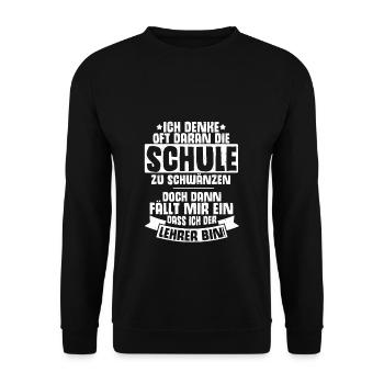 Lehrer Schwänzen Schule Lustiger Spruch Geschenk L - Unisex Pullover - Schwarz - Vorne - Alina (178cm) & Michal (187cm)