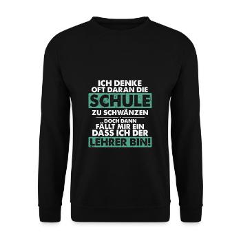 Lehrer Schwänzen Schule Lustiger Spruch Gym Realsc - Unisex Pullover - Schwarz - Vorne - Alina (178cm) & Michal (187cm)