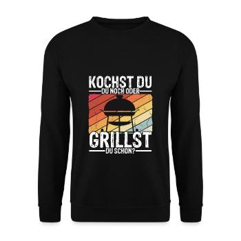 Grillen Besser Als Kochen Fleisch Liebe Grill Lieb - Unisex Pullover - Schwarz - Vorne - Alina (178cm) & Michal (187cm)