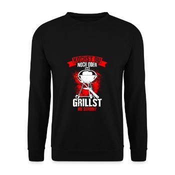 Grillen Besser Als Kochen Fleisch Liebe Grill Lieb - Unisex Pullover - Schwarz - Vorne - Alina (178cm) & Michal (187cm)