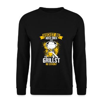 Grillen Besser Als Kochen Fleisch Liebe Geschenk G - Unisex Pullover - Schwarz - Vorne - Alina (178cm) & Michal (187cm)