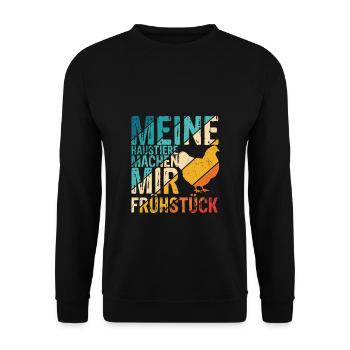 Meine Haustiere Machen Mir Frühstück! Landwirt Hüh - Unisex Pullover - Schwarz - Vorne - Alina (178cm) & Michal (187cm)