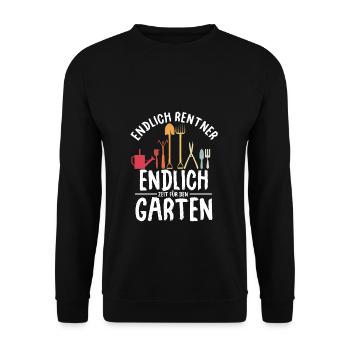 Rente Pension Ruhestand Garten Gartenarbeit Rentne - Unisex Pullover - Schwarz - Vorne - Alina (178cm) & Michal (187cm)