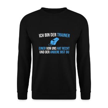 Trainer Fußballtrainer Spruch - Unisex Pullover - Schwarz - Vorne - Alina (178cm) & Michal (187cm)