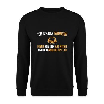 Bauherr Hausbau Hauskauf - Unisex Pullover - Schwarz - Vorne - Alina (178cm) & Michal (187cm)
