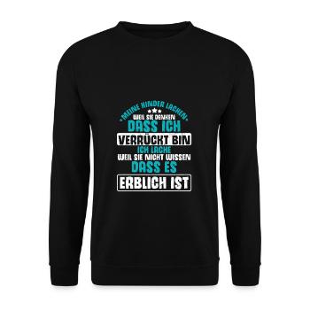 Meine Kinder Lachen, Weil Sie Denken, Dass Ich Ver - Unisex Pullover - Schwarz - Vorne - Alina (178cm) & Michal (187cm)