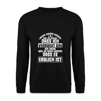 Meine Kinder Lachen, Weil Sie Denken, Dass Ich Ver - Unisex Pullover - Schwarz - Vorne - Alina (178cm) & Michal (187cm)