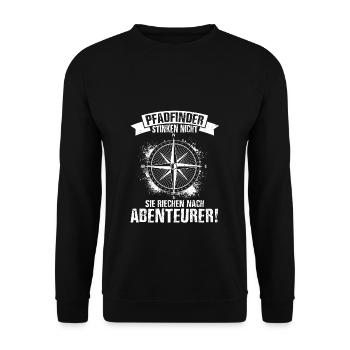 Pfadfinder Stinken Nicht Sie Riechen Nach Abenteue - Unisex Pullover - Schwarz - Vorne - Alina (178cm) & Michal (187cm)