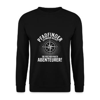Pfadfinder Stinken Nicht Sie Riechen Nach Abenteue - Unisex Pullover - Schwarz - Vorne - Alina (178cm) & Michal (187cm)