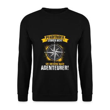 Pfadfinder Stinken Nicht Sie Riechen Nach Abenteue - Unisex Pullover - Schwarz - Vorne - Alina (178cm) & Michal (187cm)