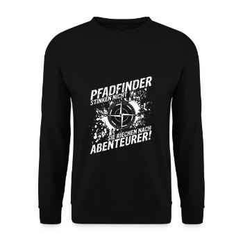 Pfadfinder Stinken Nicht Sie Riechen Nach Abenteue - Unisex Pullover - Schwarz - Vorne - Alina (178cm) & Michal (187cm)