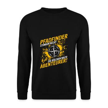 Pfadfinder Stinken Nicht Sie Riechen Nach Abenteue - Unisex Pullover - Schwarz - Vorne - Alina (178cm) & Michal (187cm)