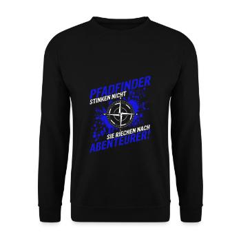Pfadfinder Stinken Nicht Sie Riechen Nach Abenteue - Unisex Pullover - Schwarz - Vorne - Alina (178cm) & Michal (187cm)