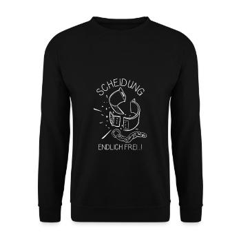 Scheidung Endlich Frei! Ehe Ende Ehemann Ehefrau S - Unisex Pullover - Schwarz - Vorne - Alina (178cm) & Michal (187cm)
