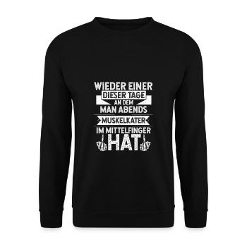 Wieder einer dieser Tage abends Muskelkater im Mit - Unisex Pullover - Schwarz - Vorne - Alina (178cm) & Michal (187cm)