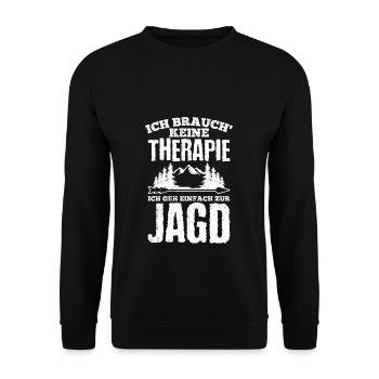 Jagen Jagd Therapie Spruch Jägerbekleidung Jäger G - Unisex Pullover - Schwarz - Vorne - Alina (178cm) & Michal (187cm)