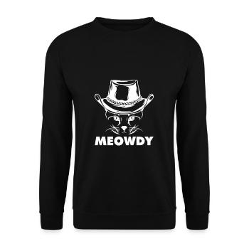 Katze Meowdy Western Katzenbesitzer Geschenk Katze - Unisex Pullover - Schwarz - Vorne - Alina (178cm) & Michal (187cm)