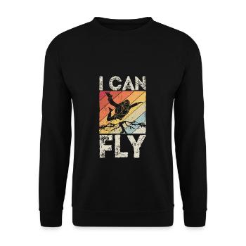 I CAN FLY - Skydive Fallschim Sprung Action Höhe F - Unisex Pullover - Schwarz - Vorne - Alina (178cm) & Michal (187cm)