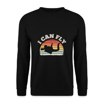 I CAN FLY - Skydive Fallschim Sprung Action Höhe F - Unisex Pullover - Schwarz - Vorne - Alina (178cm) & Michal (187cm)
