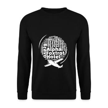 Phonetic Alphabet - Namen Alphabet Zeichen Phoneti - Unisex Pullover - Schwarz - Vorne - Alina (178cm) & Michal (187cm)