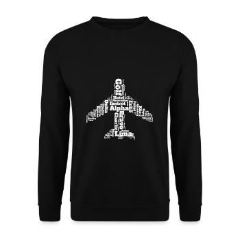 Phonetic Alphabet - Flugzeug Buchstaben Namen Alph - Unisex Pullover - Schwarz - Vorne - Alina (178cm) & Michal (187cm)