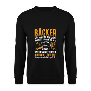 Bäcker Meister Beruf Job Geschenk Hobbybäcker Spru - Unisex Pullover - Schwarz - Vorne - Alina (178cm) & Michal (187cm)