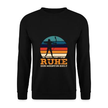 Bogenschießen Geschenk Lustige Spruch Bogenschütze - Unisex Pullover - Schwarz - Vorne - Alina (178cm) & Michal (187cm)