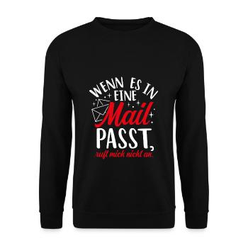 WENN ES IN EINE MAIL PASST, ruft mich nicht an - G - Unisex Pullover - Schwarz - Vorne - Alina (178cm) & Michal (187cm)