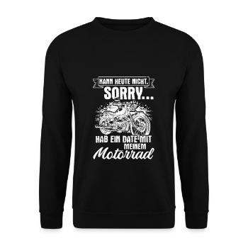 Hobbybiker Motorrad Date Outdoor Sportfan Motorrad - Unisex Pullover - Schwarz - Vorne - Alina (178cm) & Michal (187cm)