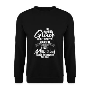 Du kannst Glück nicht kaufen - Biker Motorrad Gesc - Unisex Pullover - Schwarz - Vorne - Alina (178cm) & Michal (187cm)