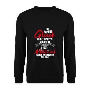 Du kannst Glück nicht kaufen - Biker Motorrad Chop - Unisex Pullover - Schwarz - Vorne - Alina (178cm) & Michal (187cm)