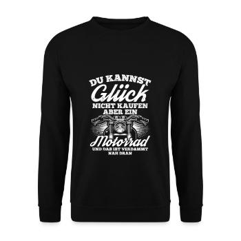 Du kannst Glück nicht kaufen - Biker Motorrad Fahr - Unisex Pullover - Schwarz - Vorne - Alina (178cm) & Michal (187cm)