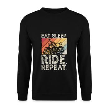 EAT SLEEP RIDE REPEAT - Radsport Rotuine perfekte - Unisex Pullover - Schwarz - Vorne - Alina (178cm) & Michal (187cm)