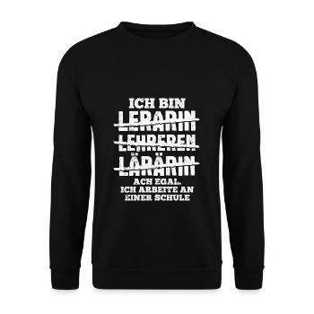 Ich Arbeite An Einer Schule - Lehrer Lehrkraft Ref - Unisex Pullover - Schwarz - Vorne - Alina (178cm) & Michal (187cm)