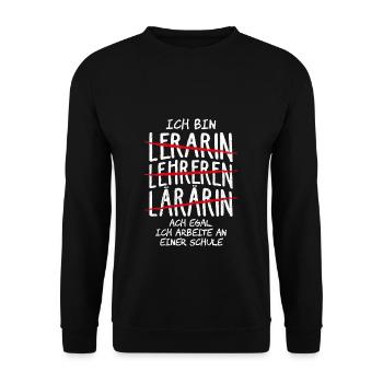 Ich Arbeite An Einer Schule - Lehramt Geschenk Leh - Unisex Pullover - Schwarz - Vorne - Alina (178cm) & Michal (187cm)