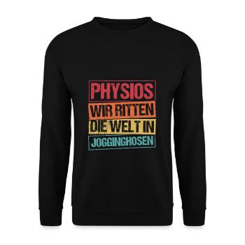 Physiotherapeut Physio Spruch Therapeut Geschenk M - Unisex Pullover - Schwarz - Vorne - Alina (178cm) & Michal (187cm)