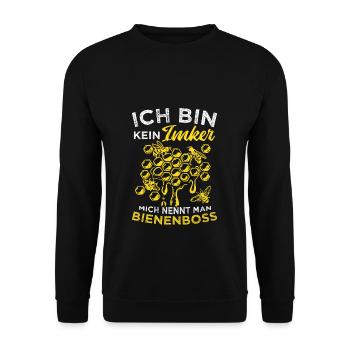 Ich Bin Kein Imker Mich Nennt Man Bienenboss Biene - Unisex Pullover - Schwarz - Vorne - Alina (178cm) & Michal (187cm)