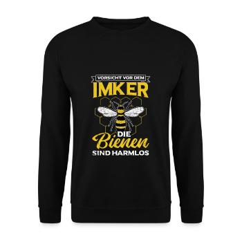 Vorsicht Vor Dem Imker Die Bienen Sind Harmlos Hon - Unisex Pullover - Schwarz - Vorne - Alina (178cm) & Michal (187cm)