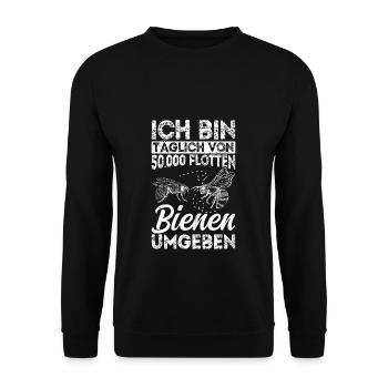 Ich Bin Kein Imker Mich Nennt Man Bienenboss Biene - Unisex Pullover - Schwarz - Vorne - Alina (178cm) & Michal (187cm)